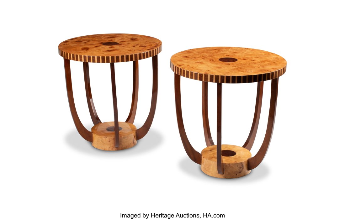 A Pair of Art Deco-Style Inlaid Round Tables, 20 (1 of 4)