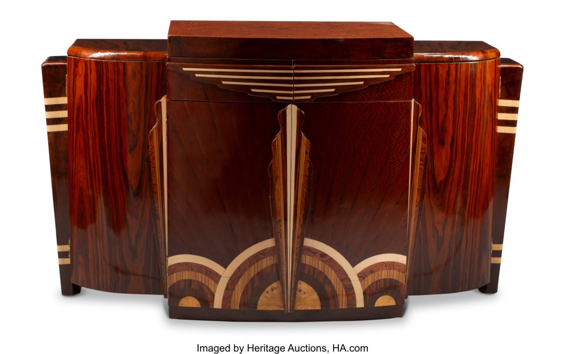 An Art Deco-Style Inlaid Bar Cabinet, 20th centu (1 of 4)
