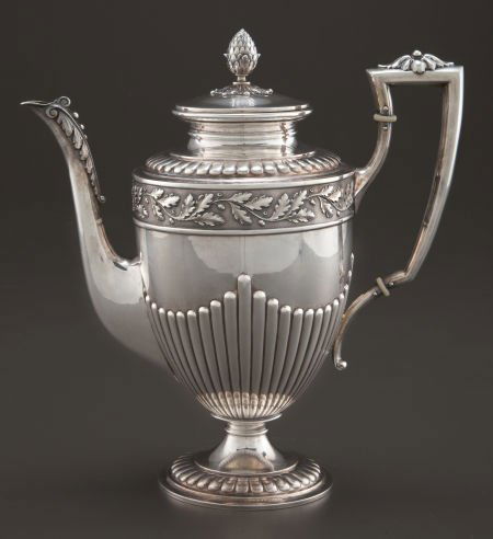 A GERMAN SILVER COFFEE POT Maker unknown, Germa: A GERMAN SILVER COFFEE POT Maker unknown, Germany, circa 1890Marks: (crescent-cro