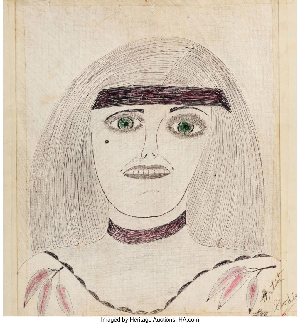 Lee Godie (American, 1908-1994) Untitled (Portra (1 of 2)