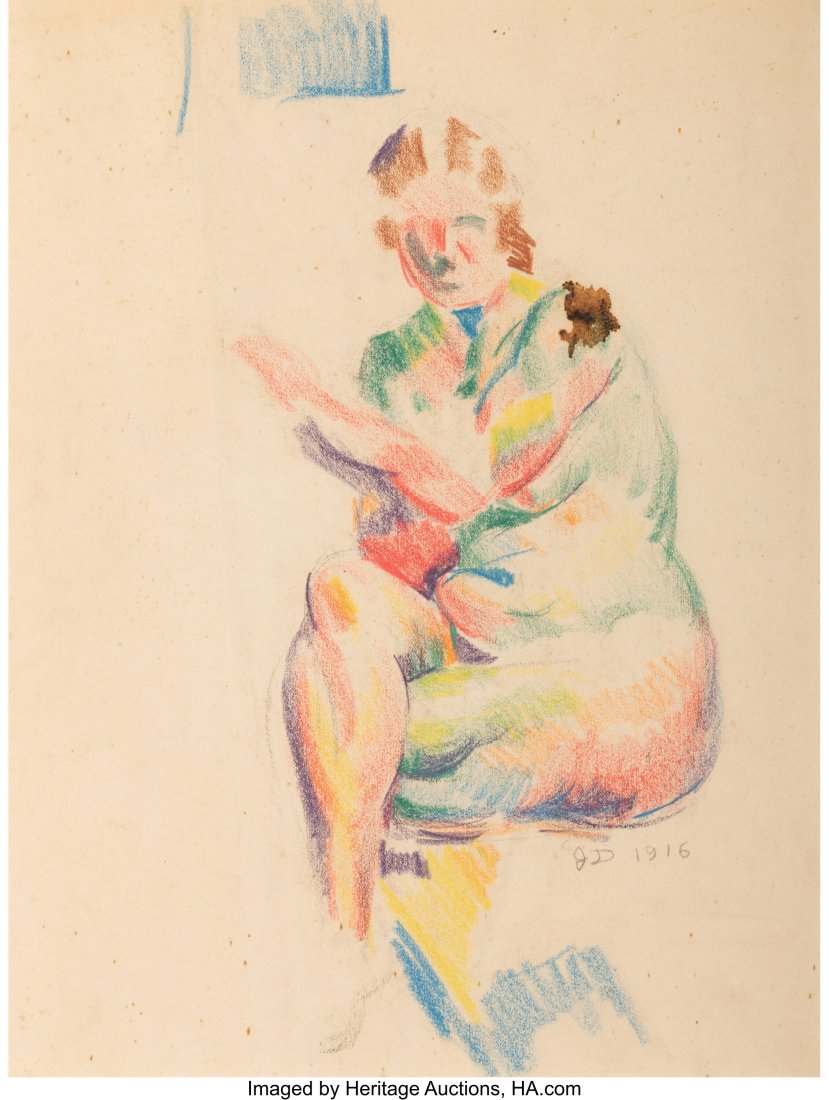 James Henry Daugherty (American, 1889-1974) Seat: James Henry Daugherty (American, 1889-1974) Seated Nude with Crossed Legs, 1916 Crayon on paper 15-1/4 x 12 inches (38.7 x 30.5 cm) Initialed and date