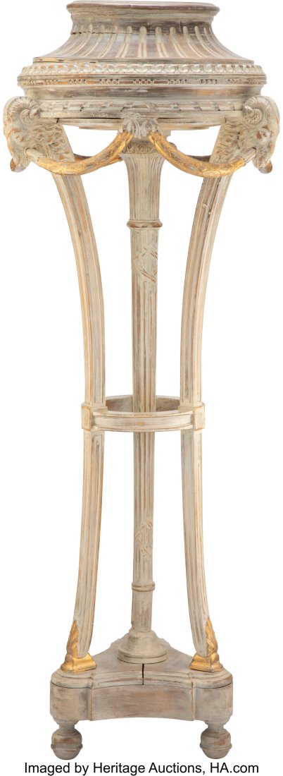A Neoclassical-Style Painted and Carved Wood Ped: A Neoclassical-Style Painted and Carved Wood Pedestal, early 20th century 57-1/2 x 21 x 21 inches (146.1 x 53.3 x 53.3 cm) HID03101062020 © 2024 Heritage 