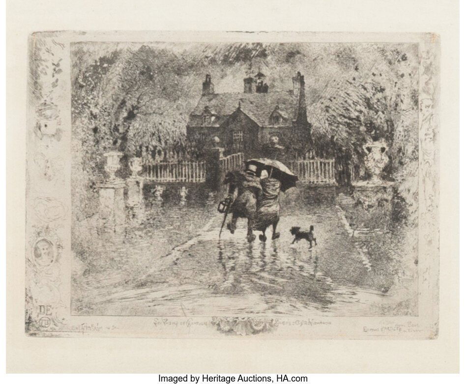 Félix Hilaire Buhot (French, 1847-1898) Les Voi: Félix Hilaire Buhot (French, 1847-1898) Les Voisine de Campagne, 1878 Etching, drypoint, and aquatint on J. Whatman paper; fourth/fifth state 5