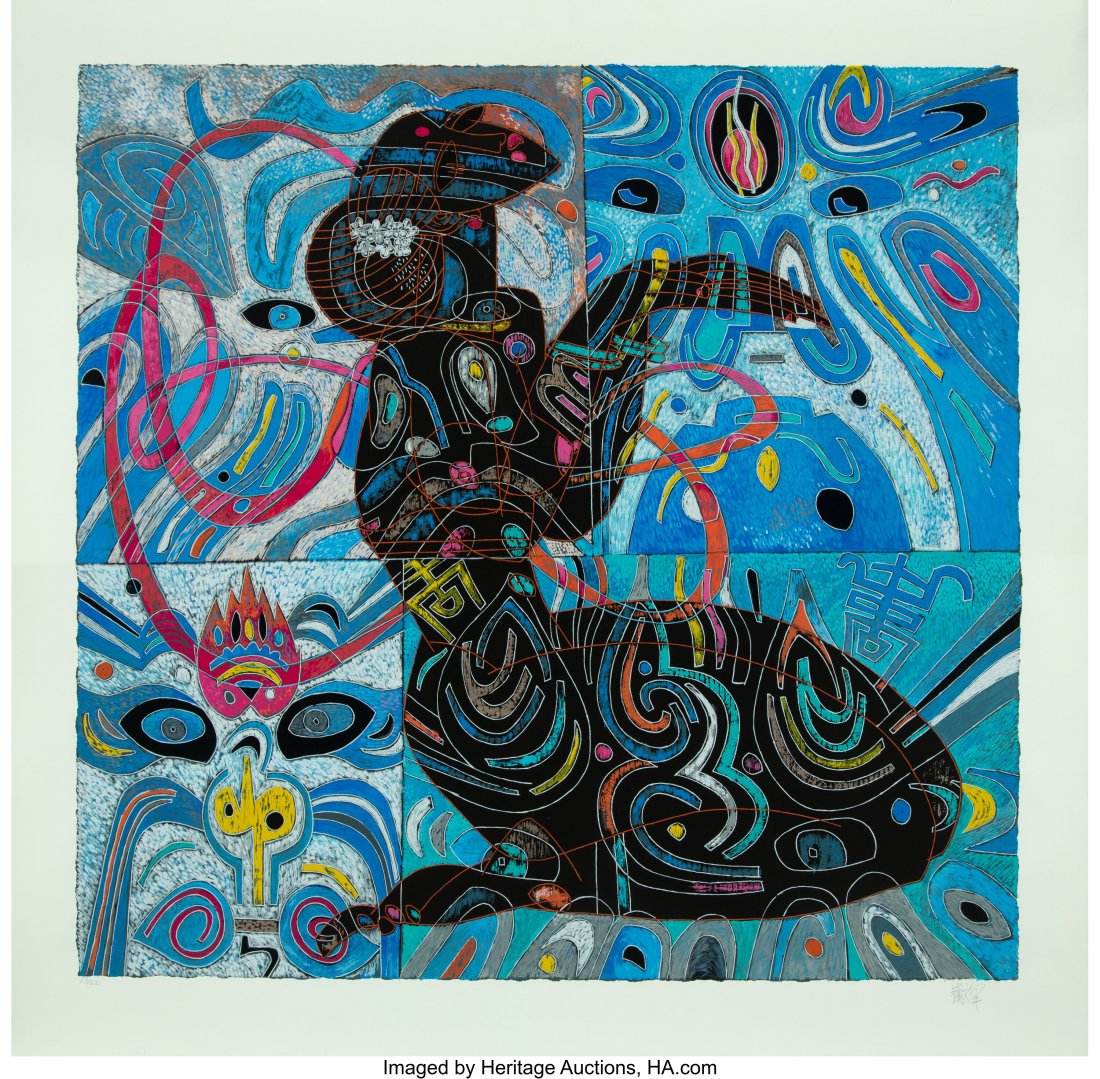 Tiefeng Jiang (Chinese, b. 1938) Kneeling Woman: Tiefeng Jiang (Chinese, b. 1938) Kneeling Woman Screenprint in colors on wove paper 41-1/2 x 42-1/8 inches (105.4 x 107.0 cm) (sheet) E