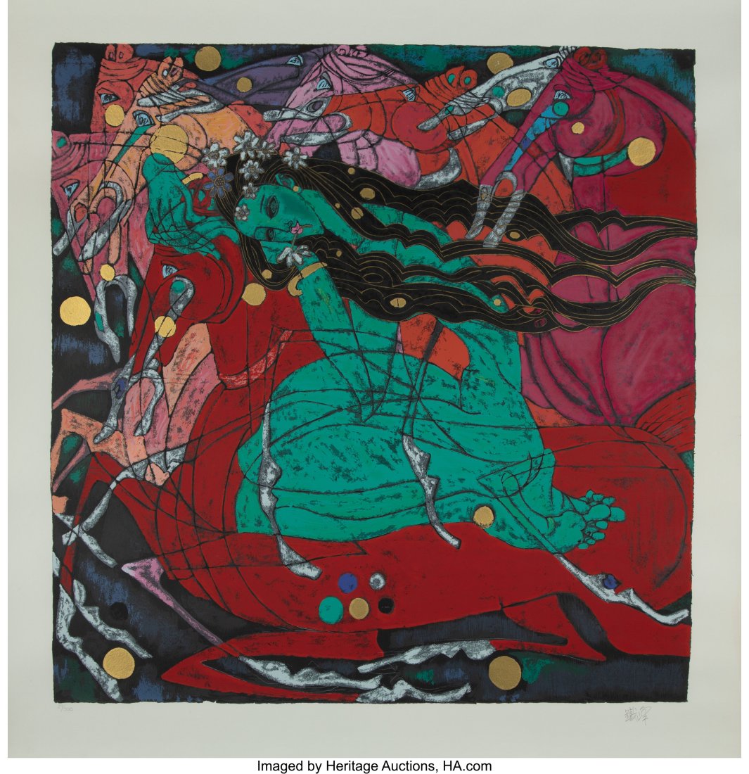 Tiefeng Jiang (Chinese, b. 1938) Emerald Lady Sc: Tiefeng Jiang (Chinese, b. 1938) Emerald Lady Screenprint in colors on wove paper 42-1/8 x 41 inches (107.0 x 104.1 cm) (sheet) Ed.