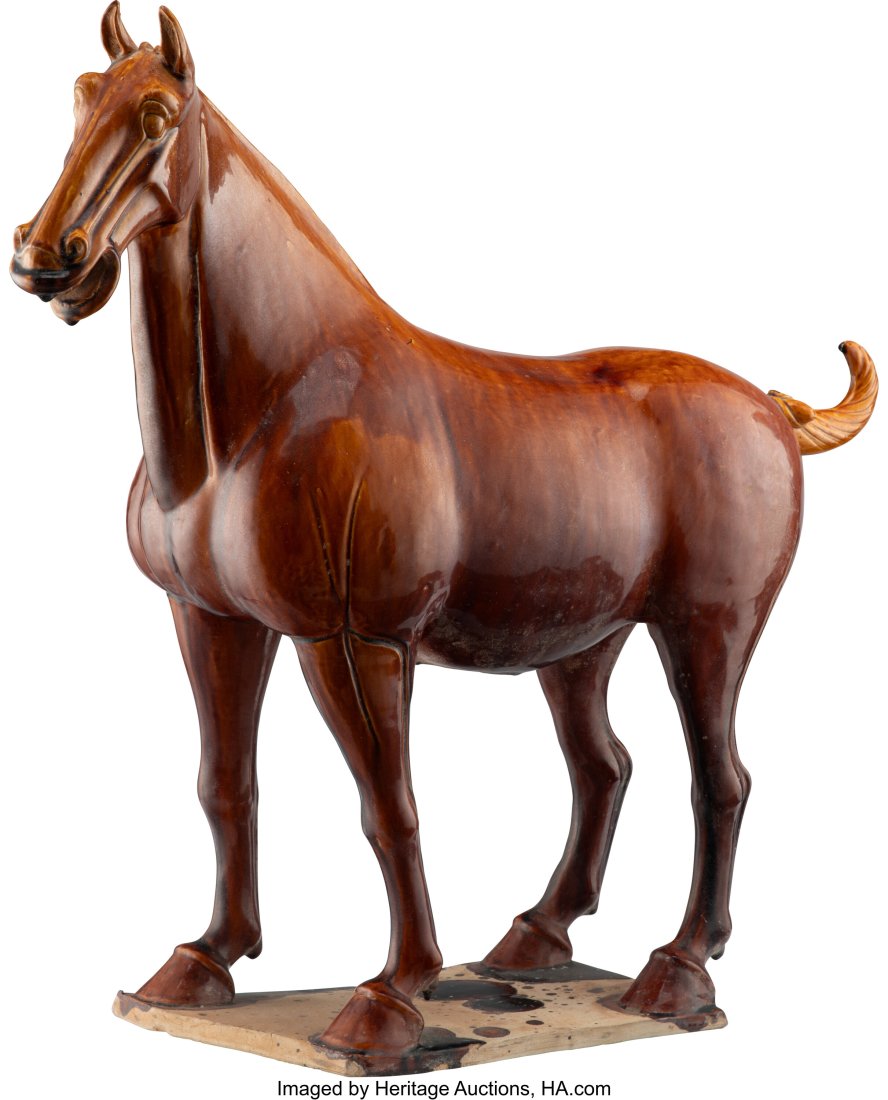 A Chinese Glazed Ceramic Horse 26 x 25 x 9 inche: A Chinese Glazed Ceramic Horse 26 x 25 x 9 inches (66.0 x 63.5 x 22.9 cm) HID03101062020 © 2024 Heritage Auctions | All Rights Reserved