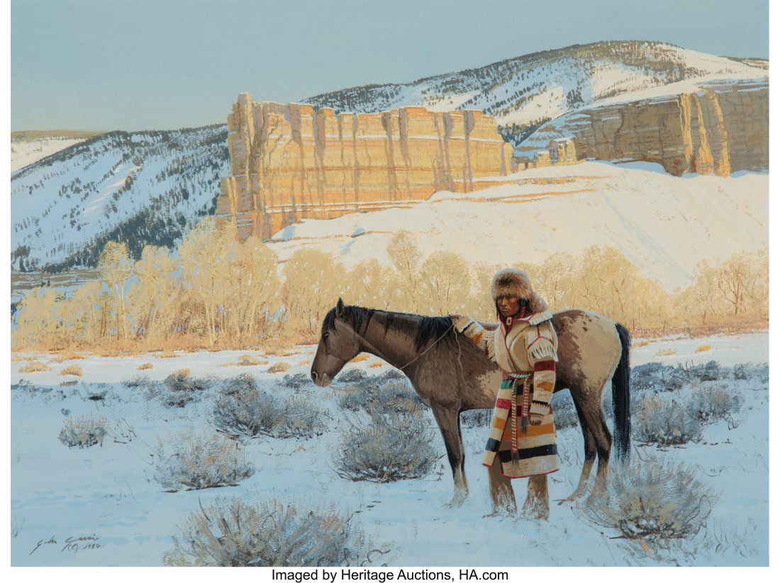 John Jarvis (American, b. 1946) Winter Horseman,: John Jarvis (American, b. 1946) Winter Horseman, 1980 Gouache on paper 14-1/4 x 19 inches (36.2 x 48.3 cm) Signed and dated lower left: J