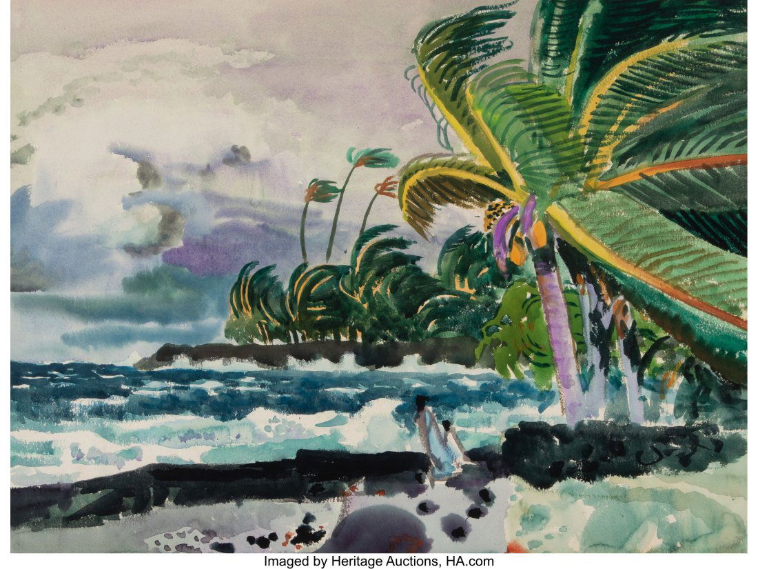 Millard Sheets (American, 1907-1989) Black Sand: Millard Sheets (American, 1907-1989) Black Sand Beach Watercolor on paper 22-1/4 x 29-1/2 inches (56.5 x 74.9 cm) (sight) Signed faintly lower