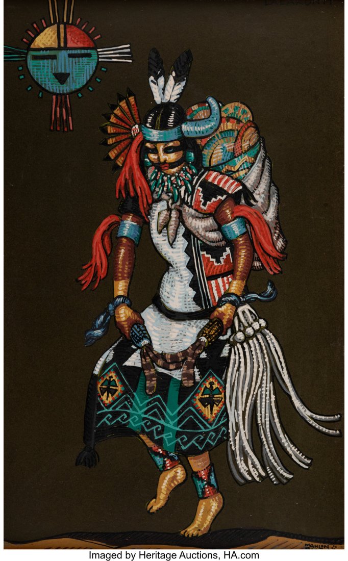 Mahlon Blaine (American, 1894-1969) Lalakonti Go: Mahlon Blaine (American, 1894-1969) Lalakonti Gouache on board 14-1/4 x 9 inches (36.2 x 22.9 cm) (sight) Signed lower right: Mahlon / B