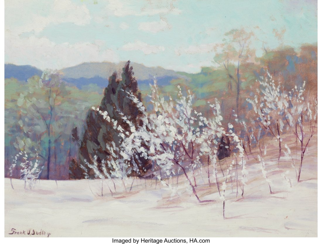 Frank V. Dudley (American, 1868-1957) Winter Mor: Frank V. Dudley (American, 1868-1957) Winter Morning Oil on board 12 x 16 inches (30.5 x 40.6 cm) Signed lower left: Frank V Dudley PROVENANCE&colo