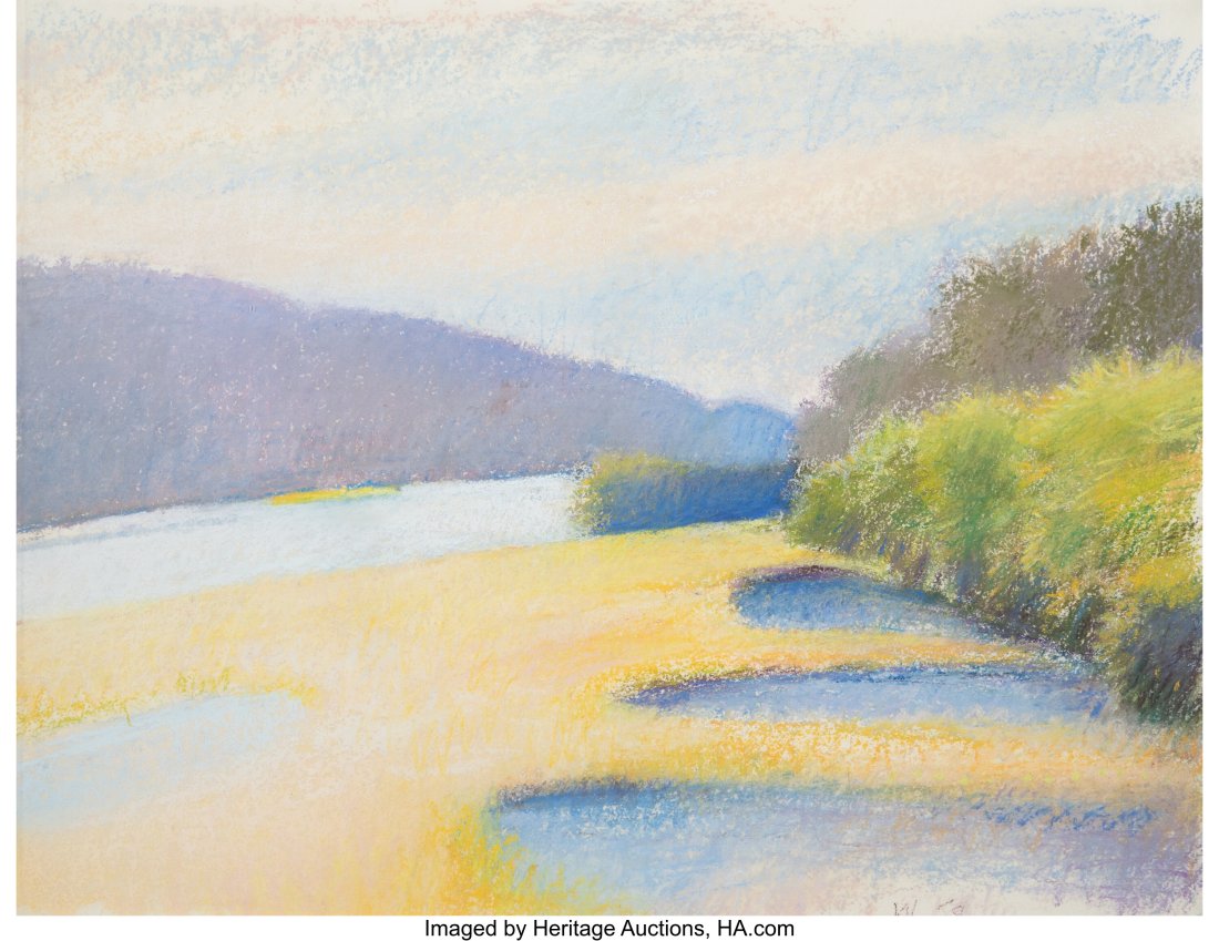 Wolf Kahn (American, 1927-2020) Off the River Ro: Wolf Kahn (American, 1927-2020) Off the River Road Pastel on paper 17-3/4 x 22-5/8 inches (45.1 x 57.5 cm) (sheet) Signed lower right: W