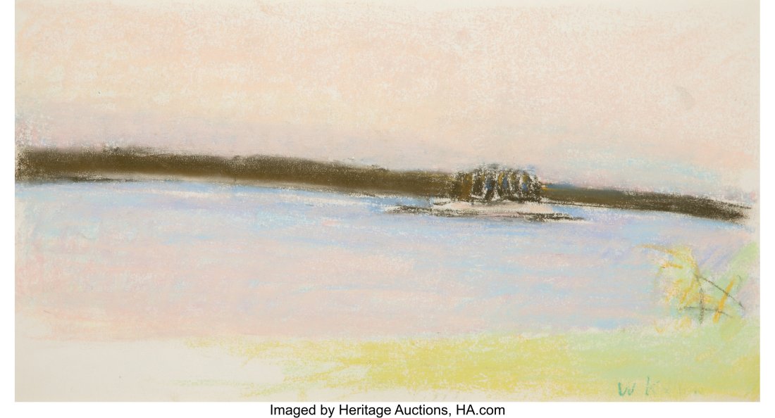 Wolf Kahn (American, 1927-2020) Maine Island Pas: Wolf Kahn (American, 1927-2020) Maine Island Pastel on paper 9-1/2 x 17 inches (24.1 x 43.2 cm) Signed lower right: W Kahn PROVENANCE: The artis