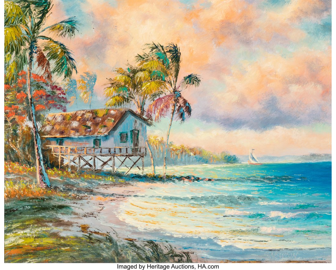 Sam Newton (American, b. 1948) Breezy Afternoon,: Sam Newton (American, b. 1948) Breezy Afternoon, Florida Oil on canvas 16 x 20 inches (40.6 x 50.8 cm) Signed lower right: Sam Newton Signed 