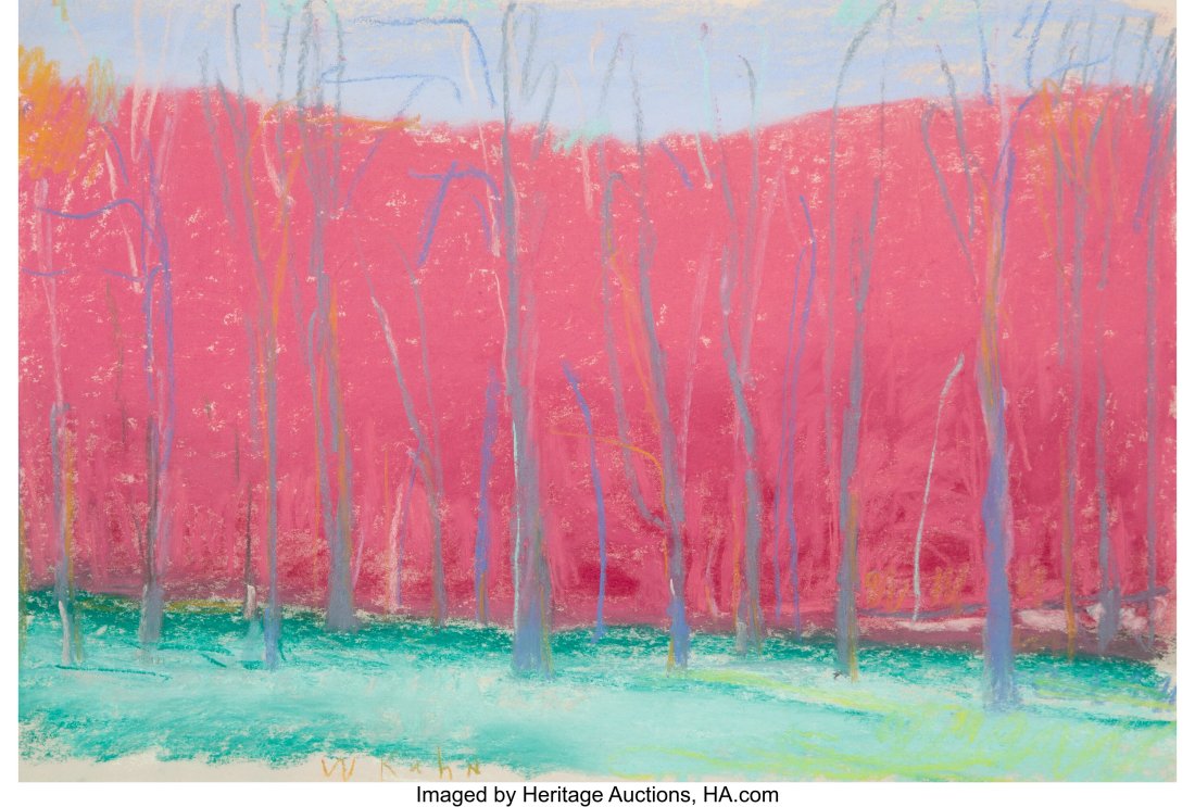 Wolf Kahn (American, 1927-2020) At Dawn, 1992 Pa: Wolf Kahn (American, 1927-2020) At Dawn, 1992 Pastel on paper 12 x 18 inches (30.5 x 45.7 cm) (sheet) Signed lower center: W. Kahn