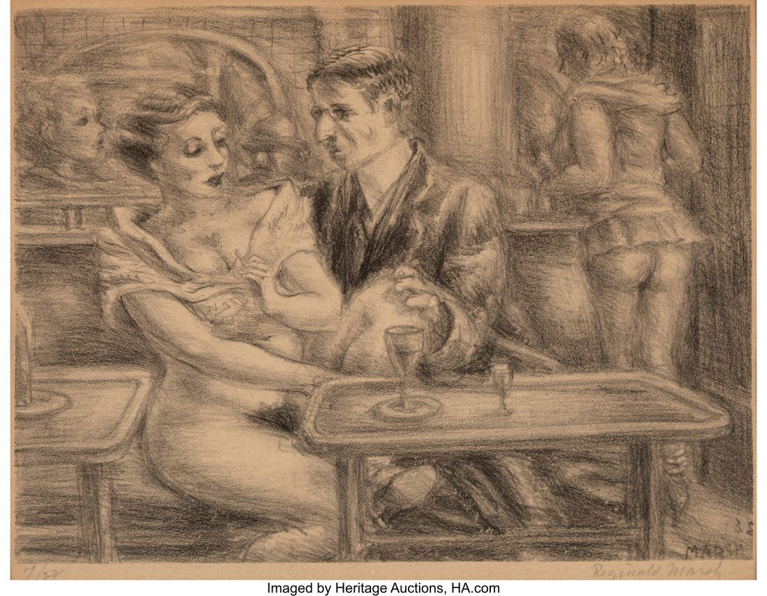 Reginald Marsh (American, 1898-1954) Courtship,: Reginald Marsh (American, 1898-1954) Courtship, 1932 Lithograph on chine collé 7-1/2 x 9-1/2 inches (19.1 x 24.1 cm) (sight) Ed&p