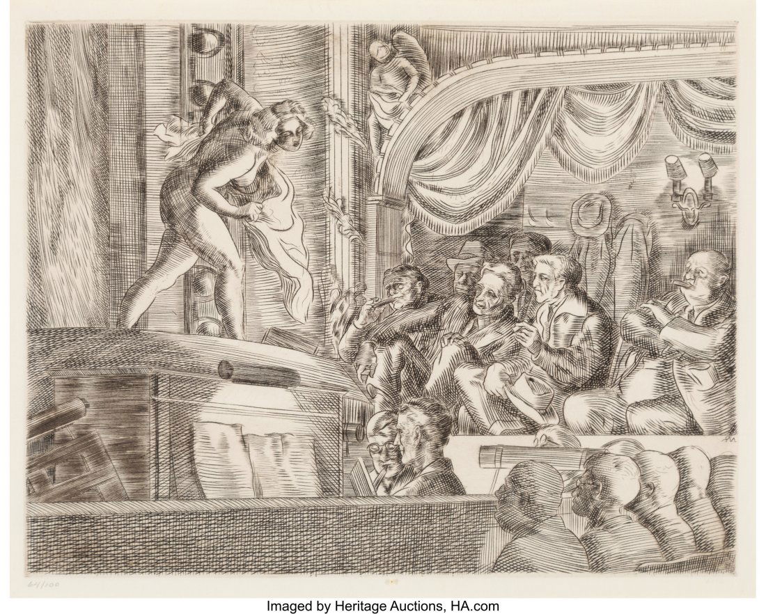 Reginald Marsh (American, 1898-1954) People's Fo: Reginald Marsh (American, 1898-1954) People's Follies, 1938; printed 1971 Engraving on wove paper 9-1/4 x 11-3/4 inches (23.5 x 29.8 cm) &lpa