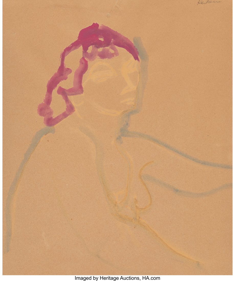 Earl Cavis Kerkam (American, 1890-1965) Portrait: Earl Cavis Kerkam (American, 1890-1965) Portrait Watercolor on paper 17-1/2 x 14-1/2 inches (44.5 x 36.8 cm) (sheet) Signed upper right: