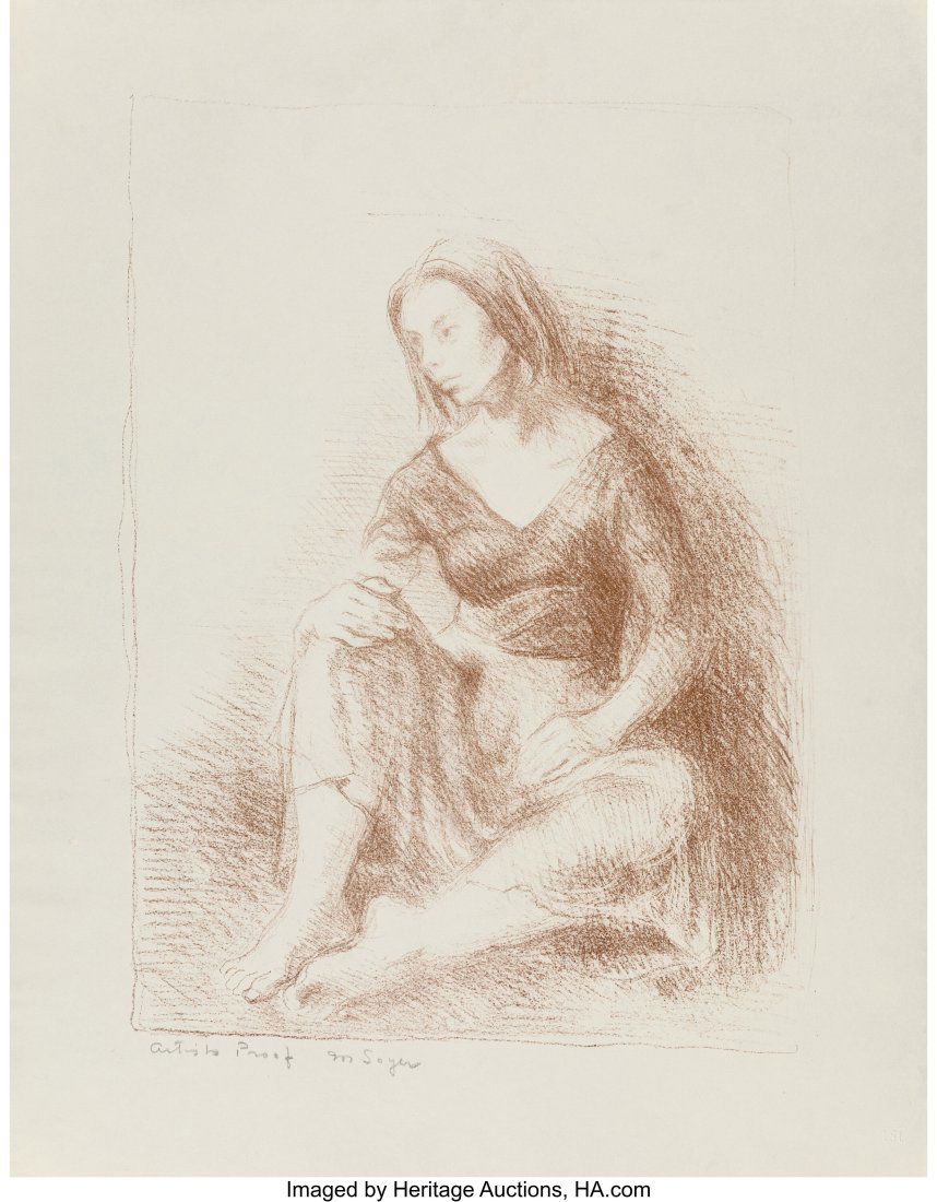 Moses Soyer (1899-1974) Mother and Child, mid-20: Moses Soyer (1899-1974) Mother and Child, mid-20th century Lithograph in sanguine on paper 23-1/2 x 18-1/4 inches (59.7 x 46.4 cm) (sheet) A&p