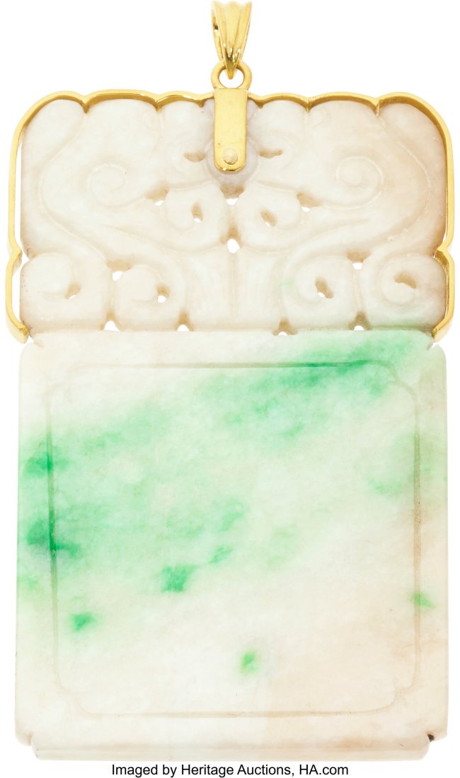 Jadeite Jade, Gold Pendant  Stones: Carved jadei (1 of 2)