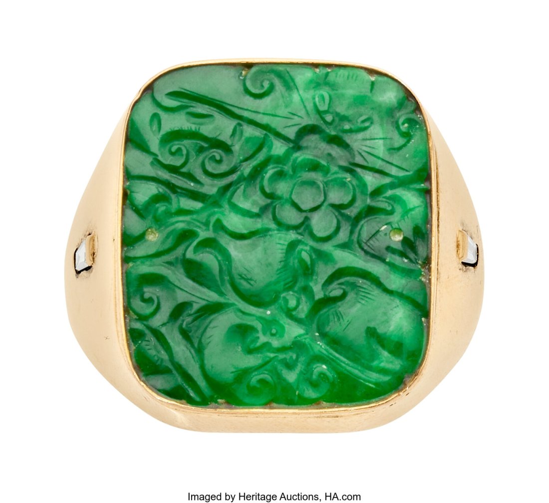 Jadeite Jade, Diamond, Gold Ring  Stones: Jadeit (1 of 3)