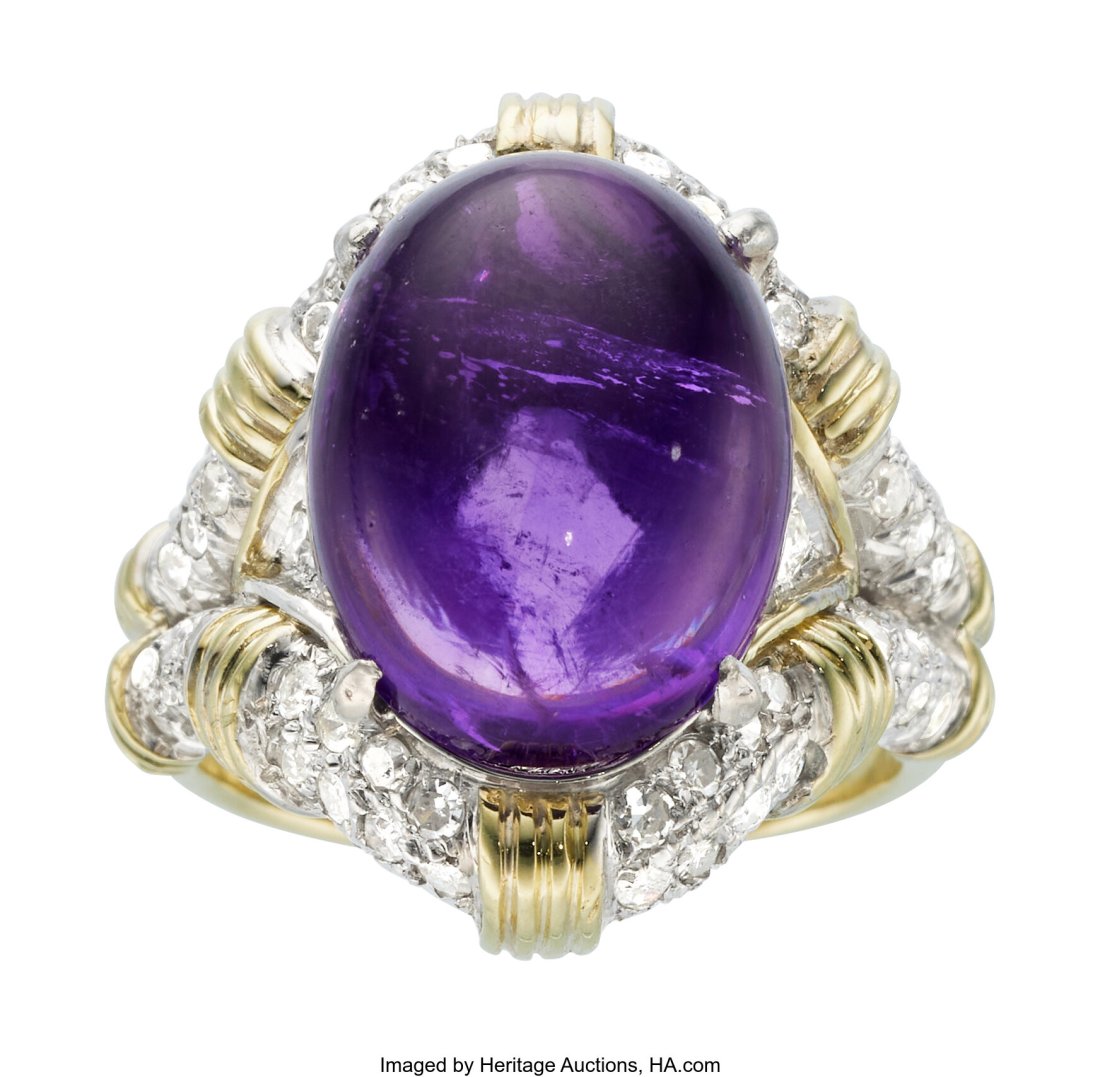 Amethyst, Diamond, Gold Ring  Stones: Amethyst c (1 of 2)