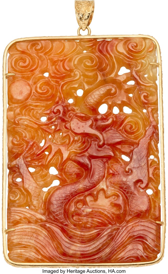 Orange Jadeite Jade, Gold Pendant  Stones: Jadei (1 of 3)