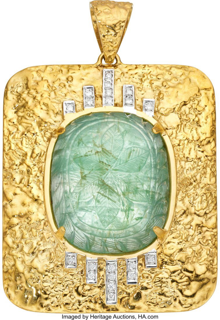 Green Beryl, Diamond, Gold Pendant  Stones: Gree (1 of 2)