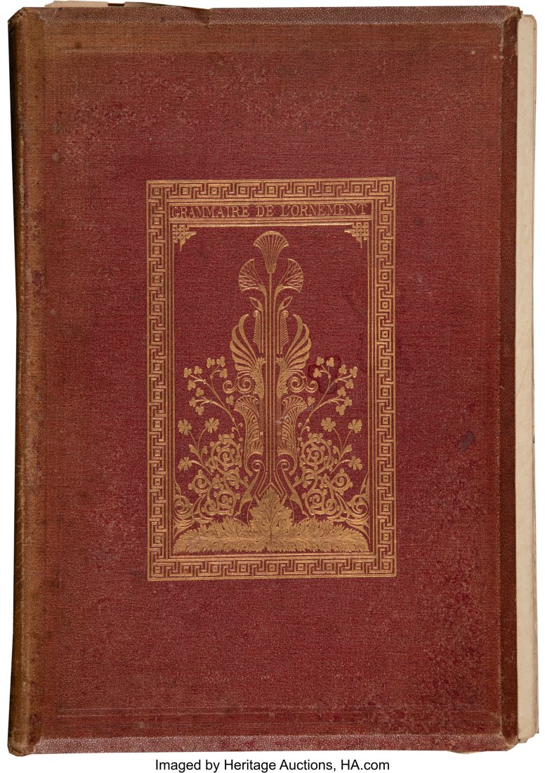 Owen Jones (British, 1809-1874) Grammaire de l'O: Owen Jones (British, 1809-1874) Grammaire de l'Ornement, 1865 Book of lithographs in colors with letterpress text with gilt edges on wove paper 2-1/2 x 9-3/4 x 13-3/4