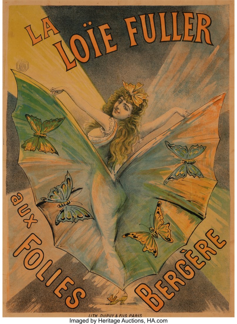 French School (19th Century) La Loie Fuller Foli: French School (19th Century) La Loie Fuller Folies Bergere Lithograph in colors on wove paper 30 x 22 inches (76.2 x 55.9 cm) (sight) Republique Franç