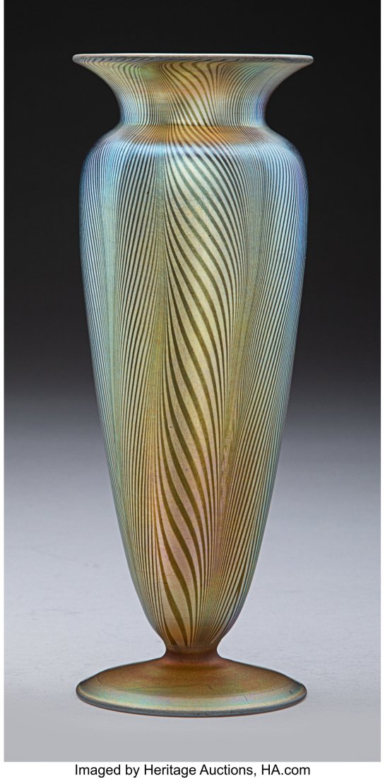 Durand Decorated Iridescent Glass Vase, circa 19: Durand Decorated Iridescent Glass Vase, circa 1924 Marks: Durand, 2011, V, 8 8-1/4 inches (21.0 cm) HID03101062020 © 2024 Heritage Auctions &ver