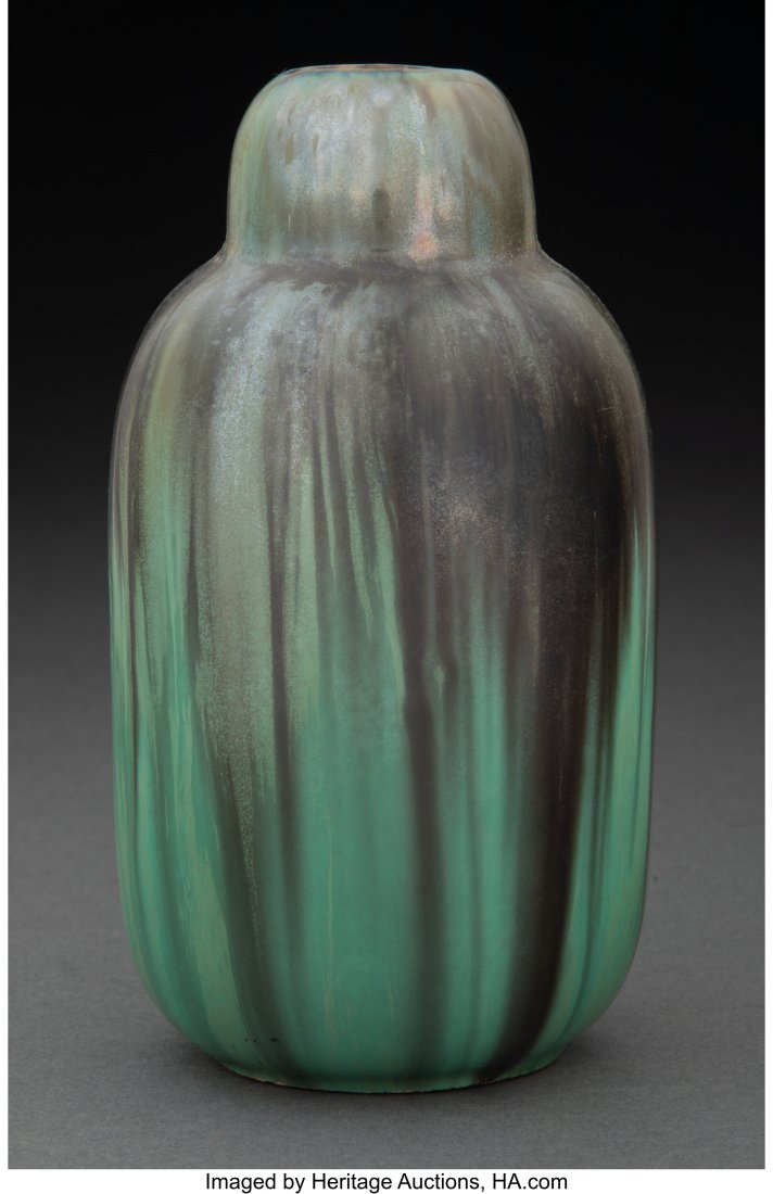 Fulper Pottery Green Flambé Glazed Double-Gourd: Fulper Pottery Green Flambé Glazed Double-Gourd Vase, circa 1910 Marks: FULPER 5-3/4 inches (14.6 cm) LITERATURE: Jon A. Kornacki, "Fulper's 