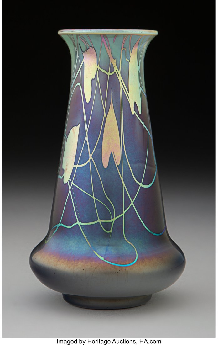 Steuben Decorated Tyrian Glass Vase, circa 1916 : Steuben Decorated Tyrian Glass Vase, circa 1916 Marks: Tyrian 5-1/2 inches (14.0 cm) PROVENANCE: Christie's, New York, 1982; Collection of Mr&pe
