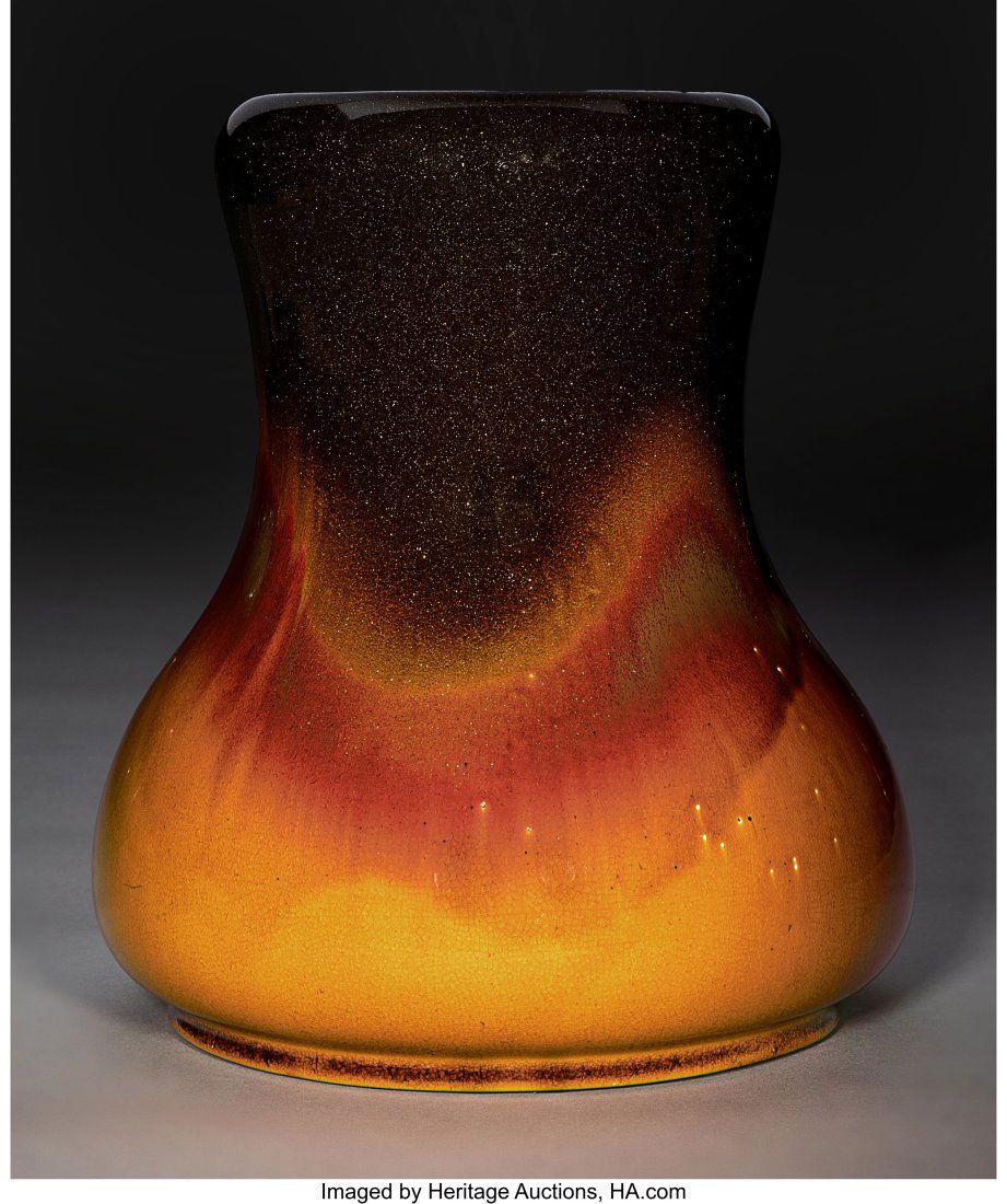 Large Teco Aventurine Glazed Vase, circa 1910 Ma: Large Teco Aventurine Glazed Vase, circa 1910 Marks: Teco, 1/3 10-1/2 inches (26.7 cm) PROVENANCE: Don Treadway, Cincinnati, Ohio, 19