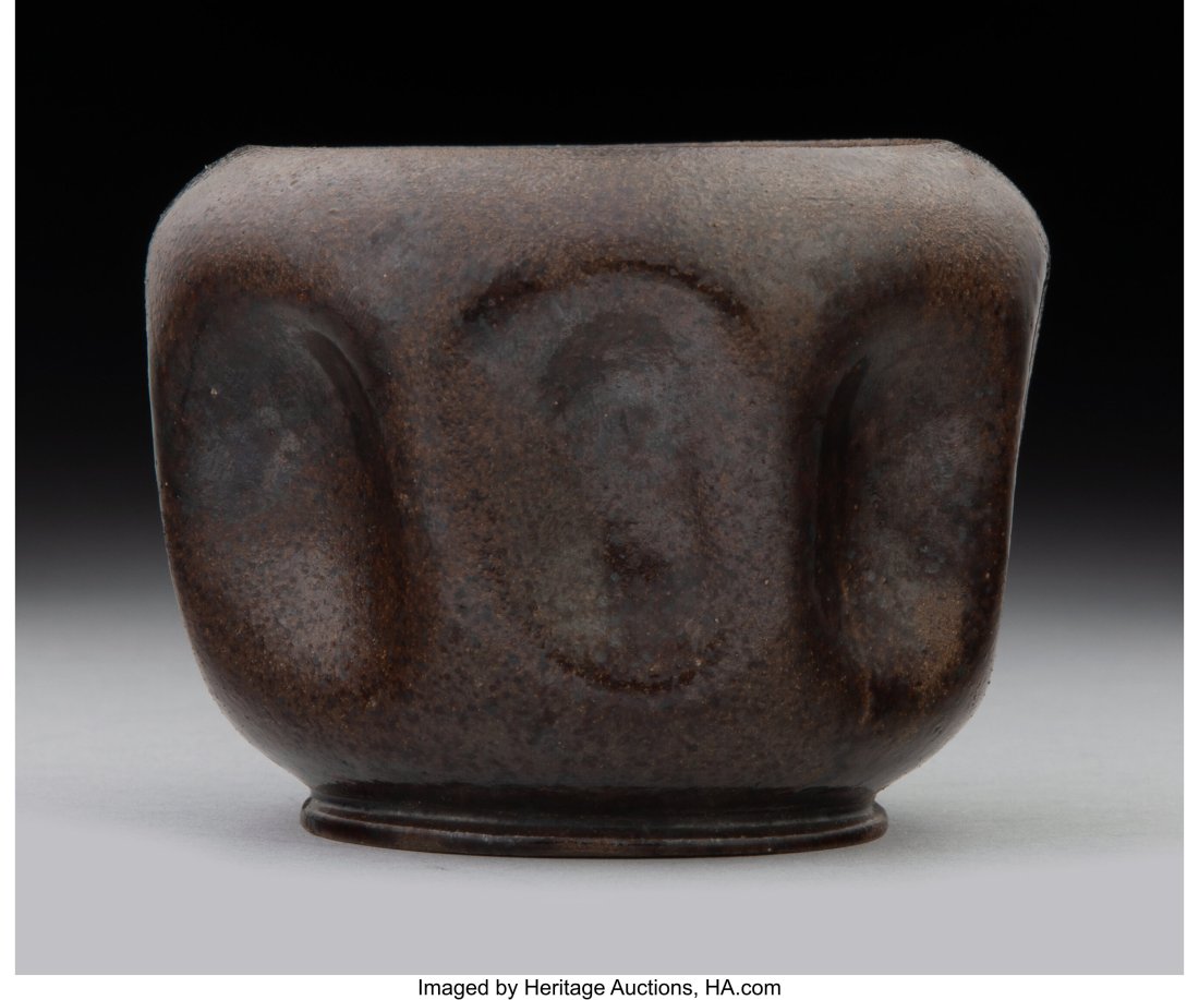 George Ohr Glazed Earthenware Vase, circa 1900 M: George Ohr Glazed Earthenware Vase, circa 1900 Marks: G.E. OHR, BILOXI, MISS. 2-1/2 x 3-1/2 inches (6.4 x 8.9 cm) Property