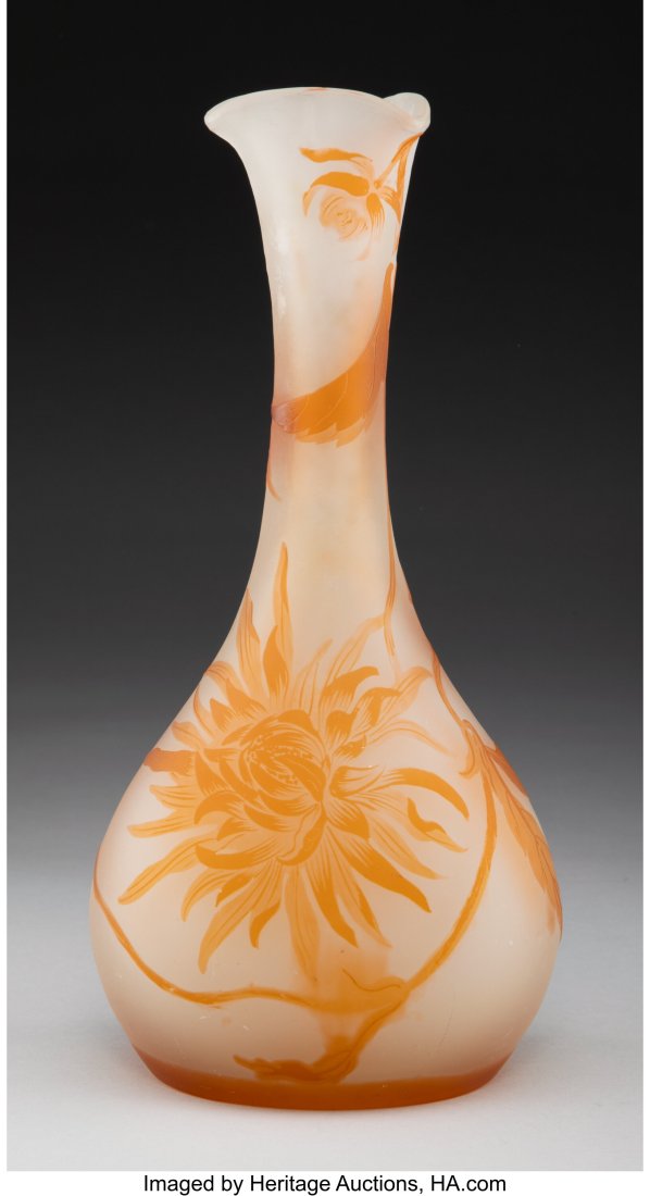 Gallé Cameo Glass Floral Vase, circa 1910 Marks: Gallé Cameo Glass Floral Vase, circa 1910 Marks: (star) Gallé 10-1/4 inches (26.0 cm) HID03101062020 © 2024 Heritage Auctions | All R