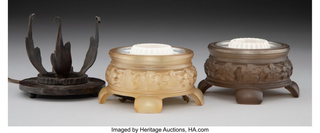 Three French Veilleuse Bases 3-1/8 inches (7.9 c: Three French Veilleuse Bases 3-1/8 inches (7.9 cm) (tallest) Property from the Nelkin Collection HID03101062020 © 2024 Heritage Auctions | All Rights Reserved