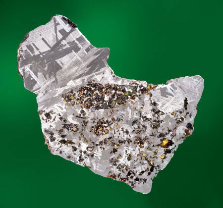 COMPLETE TRANSITIONAL SLICE OF SEYMCHAN METEORIT: COMPLETE TRANSITIONAL SLICE OF SEYMCHAN METEORITE FROM THE COLLECTION OF TELEVISION'S "METEORITE MEN"&