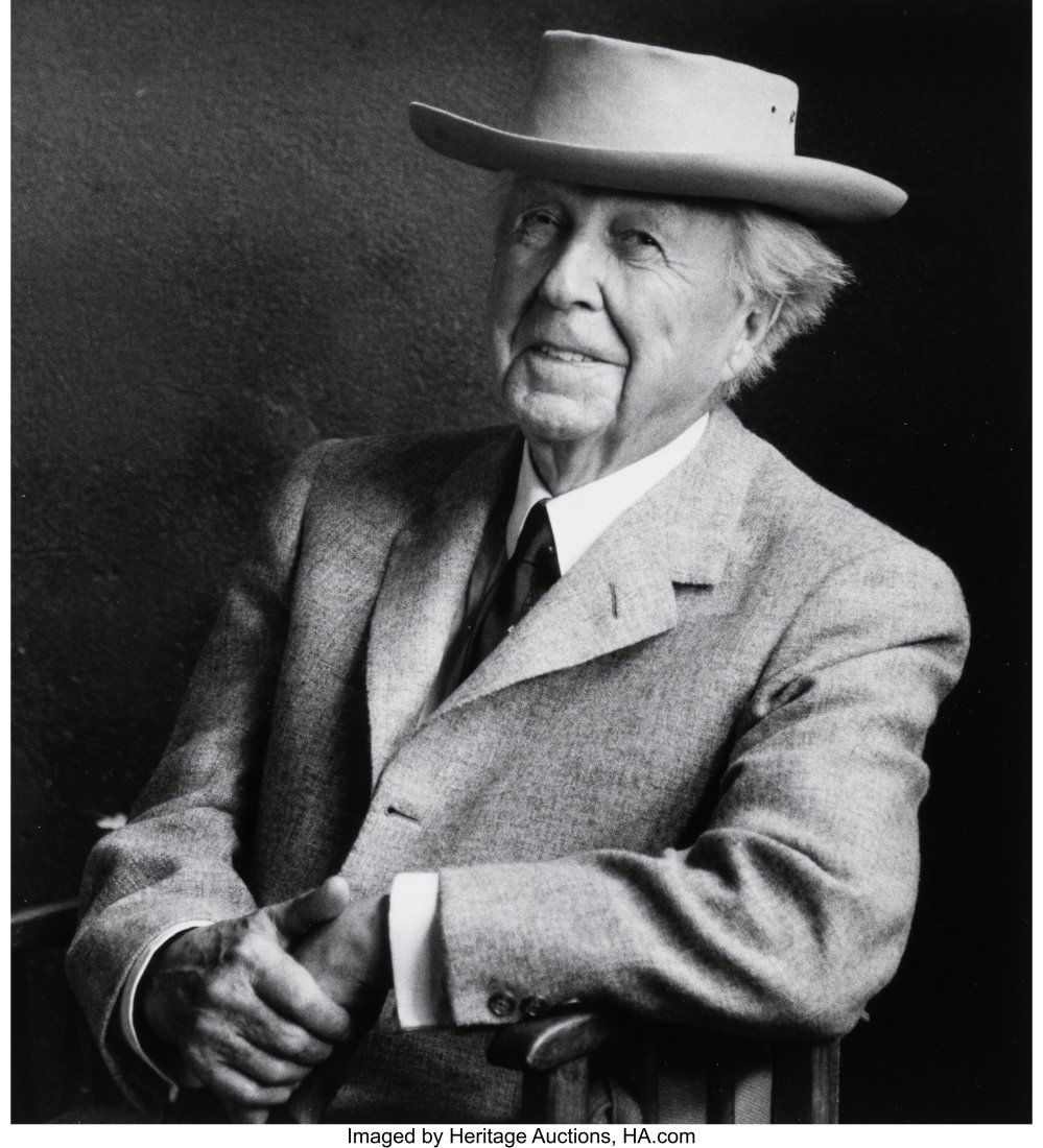 Alfred Eisenstaedt (American, 1898-1995) Frank L: Alfred Eisenstaedt (American, 1898-1995) Frank Lloyd Wright, Taliesin, Wisconsin, 1956 Gelatin silver print, printed 1991 by Time Life Photo Lab 10 x 9 inches &