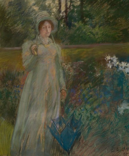 EDWIN AUSTIN ABBEY (American, 1852-1911) Woman i: EDWIN AUSTIN ABBEY (American, 1852-1911)Woman in the Garden, Harper's Magazine story i