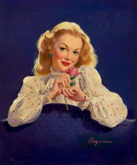 GIL ELVGREN (American, 1914-1980) Coca-Cola adve: GIL ELVGREN (American, 1914-1980)Coca-Cola advertisementOil on canvas<