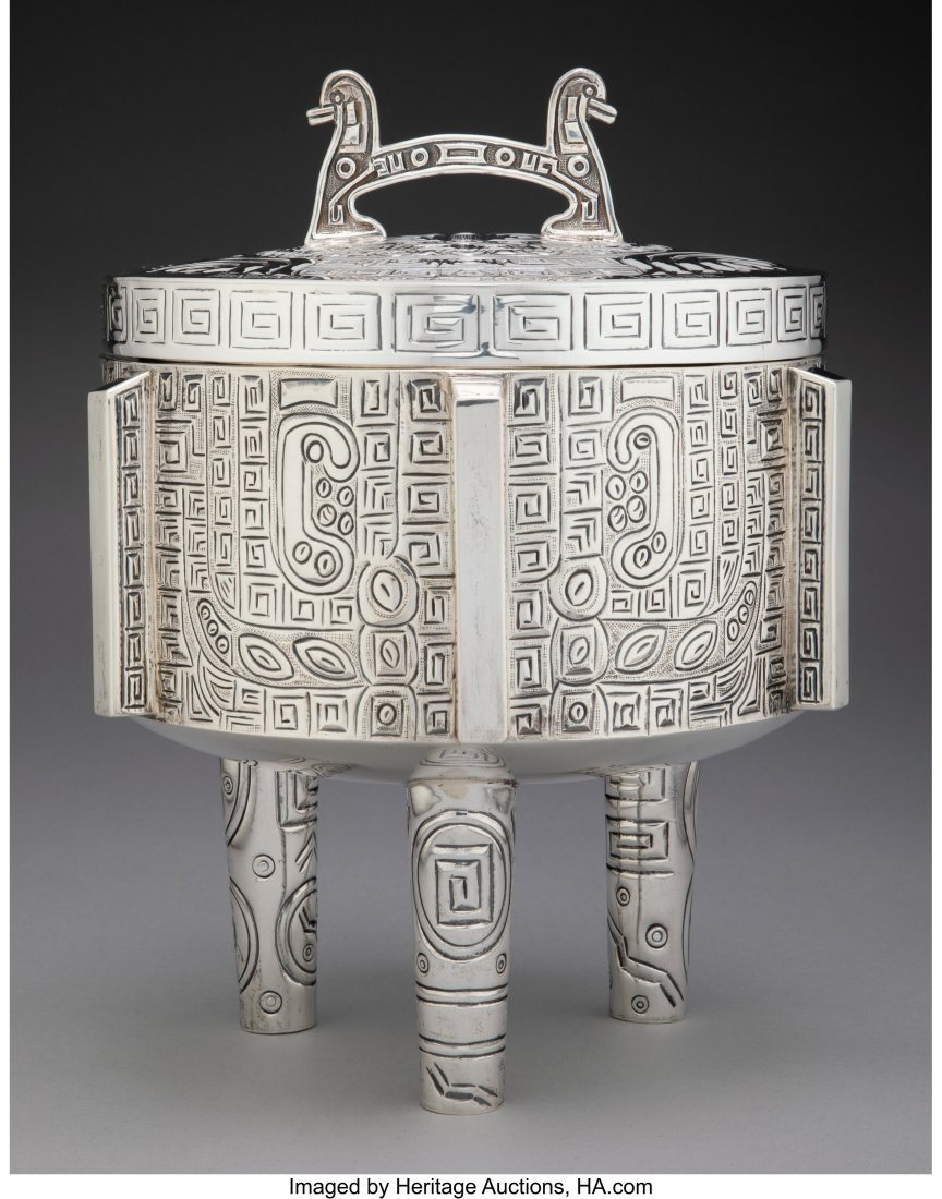 A José Marmolejos Silver Covered Vessel for Tan: A José Marmolejos Silver Covered Vessel for Tane, Mexico City, circa 1960 Marks: (eagle-32), TANE, HECHO EN MEXICO, STERLING 0.925, J&