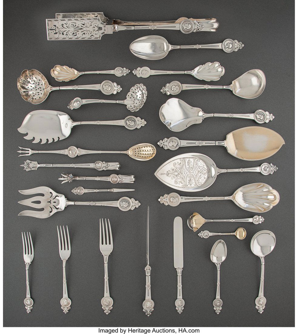 Fifty-Eight Gorham Mfg. Co. Medallion Pattern Si (1 of 3)