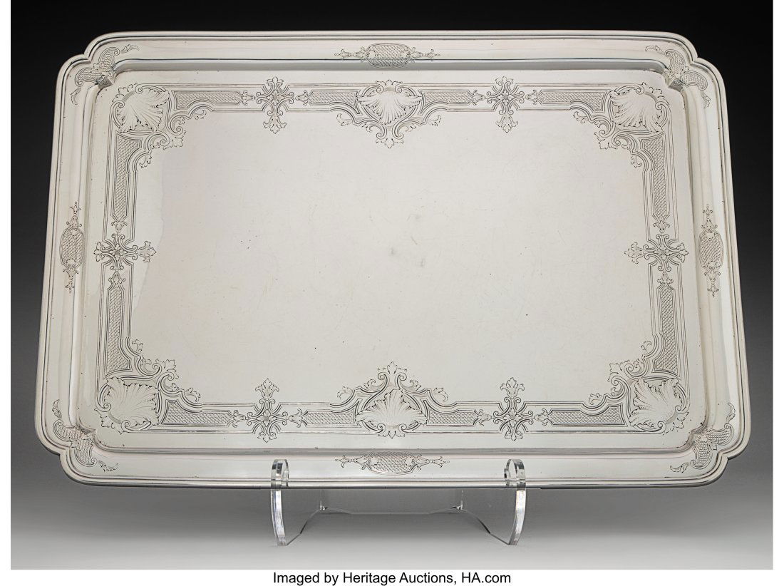 A Charles & Richard Comyns Silver Tray, London,: A Charles & Richard Comyns Silver Tray, London, 1925 Marks: (lion passant), (leopard's head), k, C&R C 1-5/8 x 25-7/8 x 178-1&so