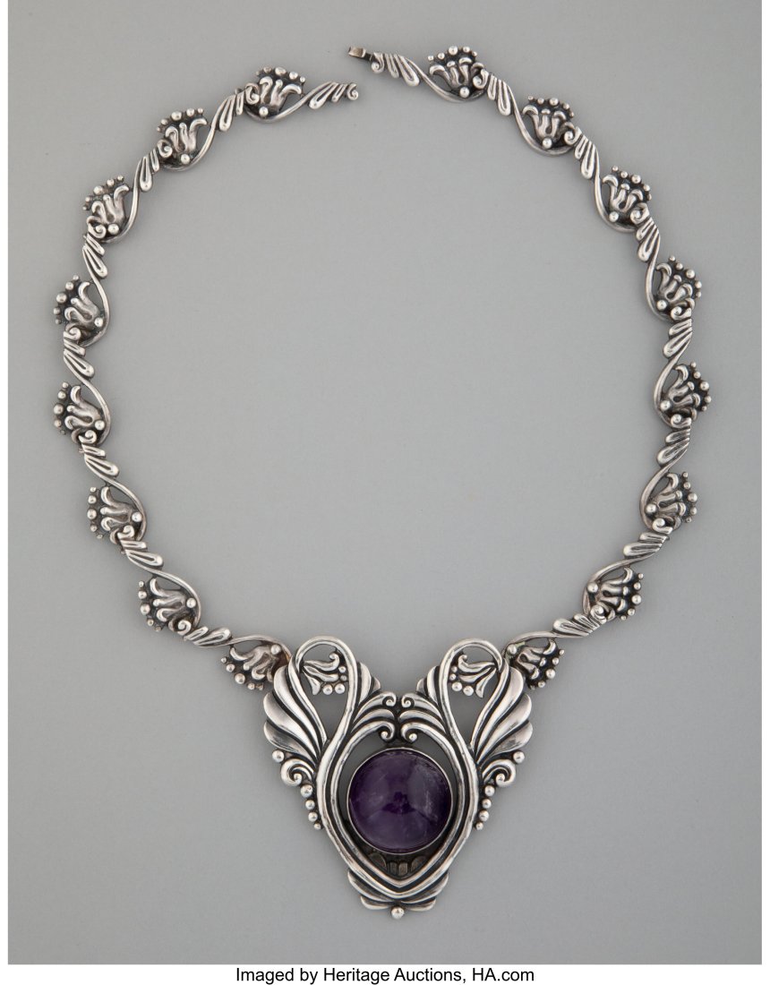 A Margot de Taxco Silver and Amethyst Necklace, (1 of 4)