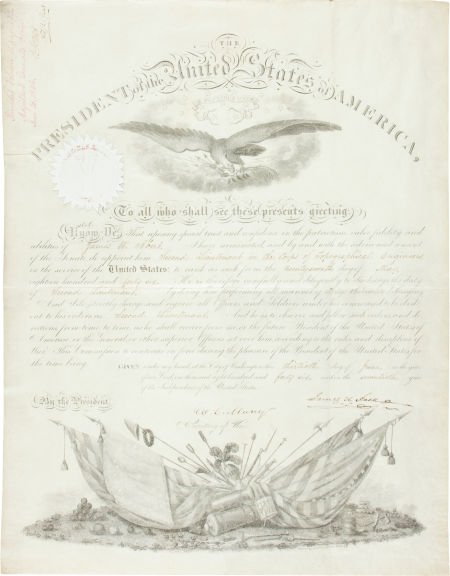 James K. Polk Military Appointment Signed.: James K. Polk Military Appointment Signed. One partially printed, vellum page, 13.75" x 1