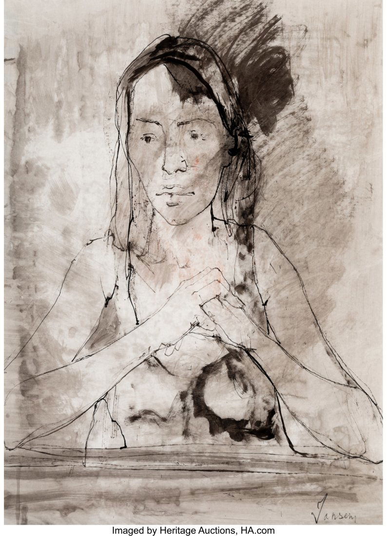 Jean Jansem (French, 1920-2013) Seated Woman Mix: Jean Jansem (French, 1920-2013) Seated Woman Mixed media on paper 24-3/4 x 18-1/4 inches (62.9 x 46.4 cm) (sight) Signed lower right: Ja