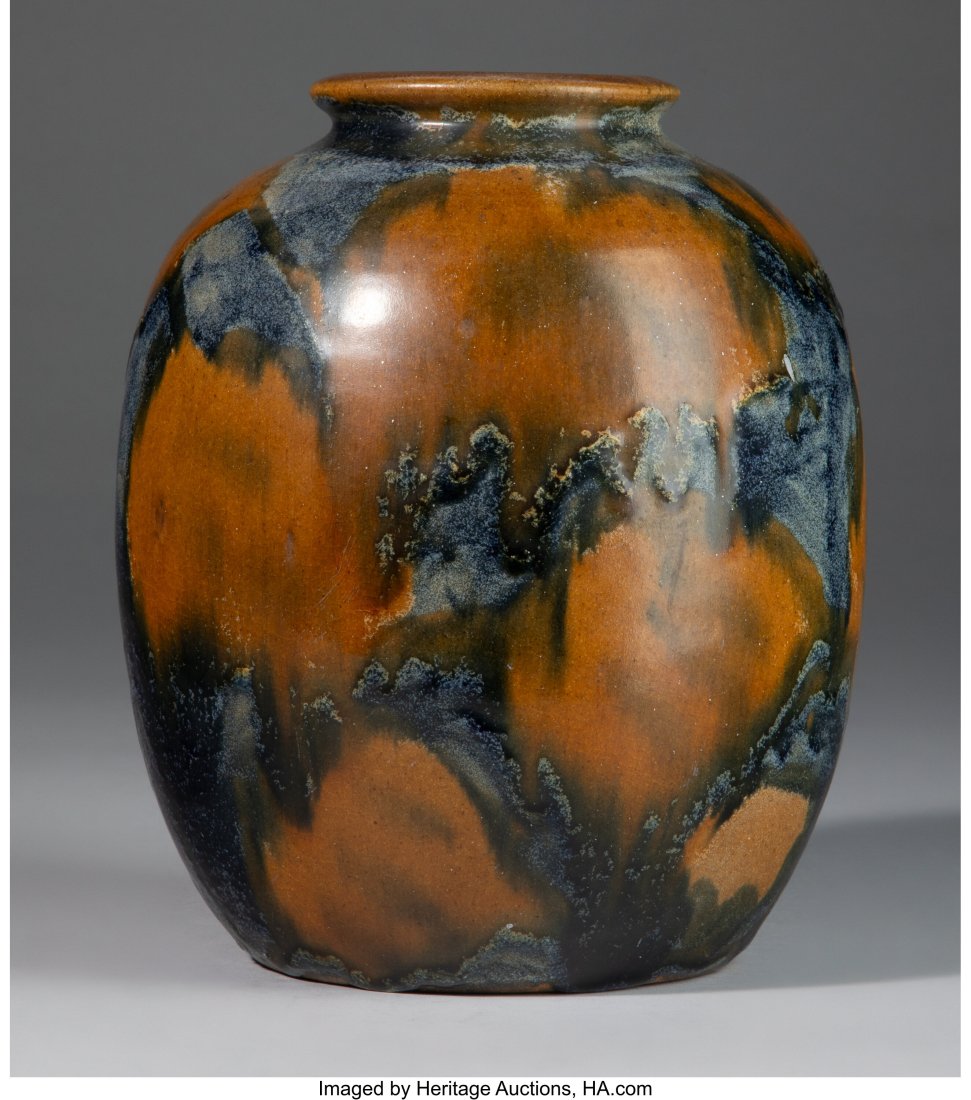 Pacific Stoneware Company Glazed Vase, 1960 Mark: Pacific Stoneware Company Glazed Vase, 1960 Marks: PACIFIC STONE WARE CO., PORTLAND OR. 8-1/2 inches (21.6 cm) HID03101062020 © 2024 Heritage 