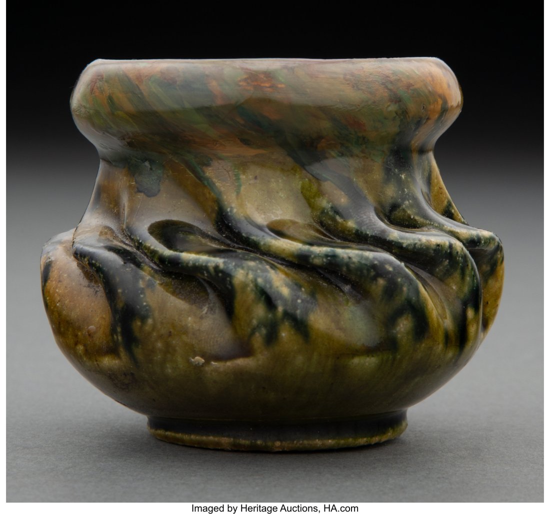 George Ohr Glazed Earthenware Vase, circa 1900 M: George Ohr Glazed Earthenware Vase, circa 1900 Marks: GEO E OHR, BILOXI, MISS 2-1/2 x 3 inches (6.4 x 7.6 cm) HID03101062020 © 2024 Heritage Au