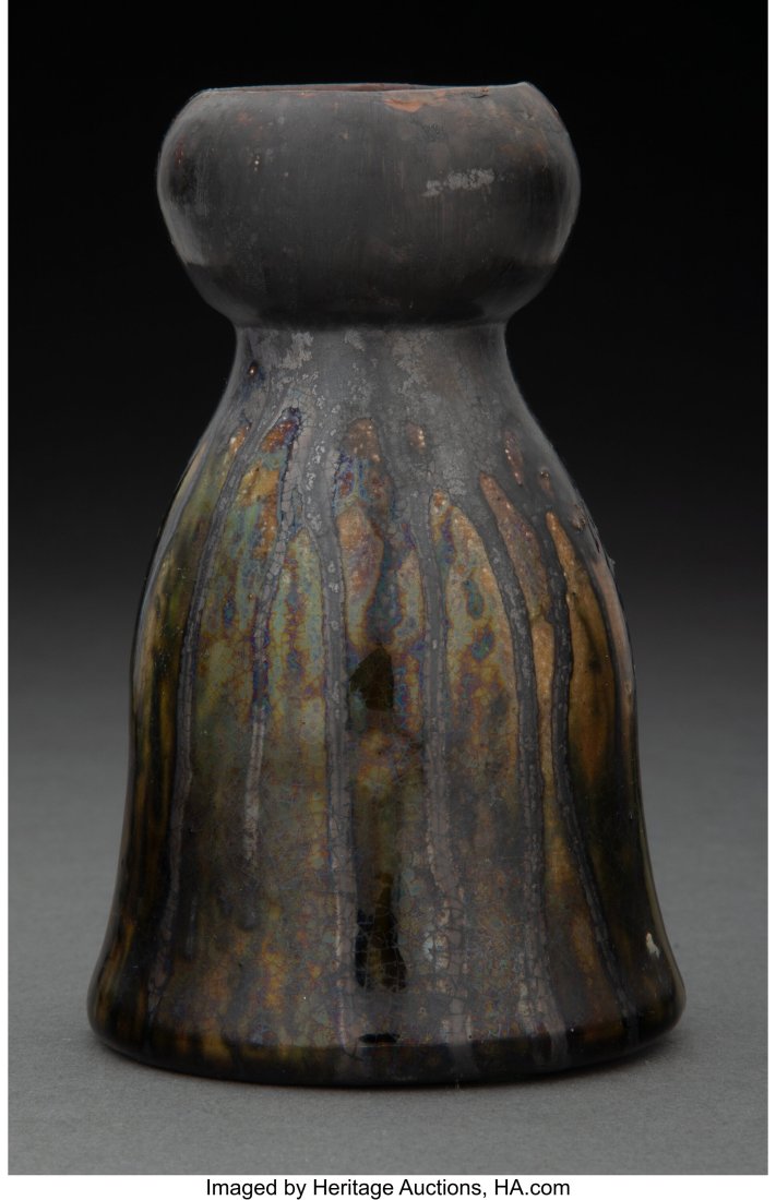 George Ohr Glazed Earthenware Vase, circa 1900 M: George Ohr Glazed Earthenware Vase, circa 1900 Marks: G. E. OHR, BILOXI 5 inches (12.7 cm) HID03101062020 © 2024 Heritage Auctions | All Righ