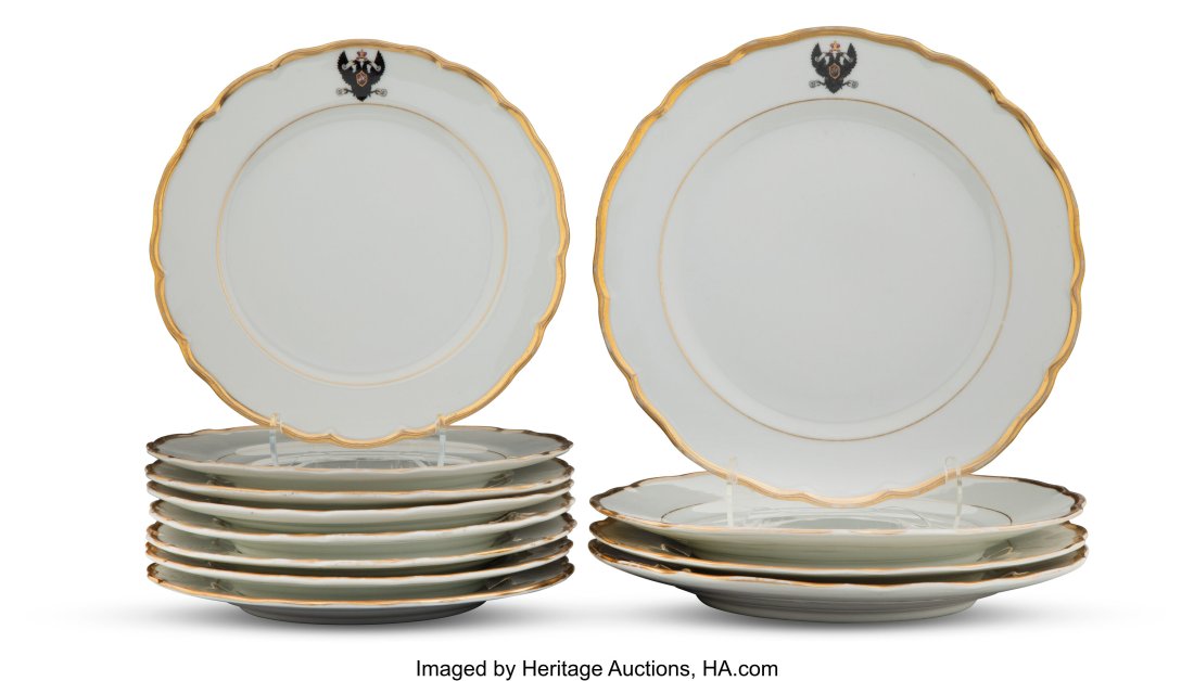 Four Kuznetsov Porcelain Dinner Plates and Eight (1 of 3)